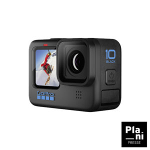 GoPro HERO10 Black est une caméra embarquée 5.3K polyvalente dotée du nouveau processeur GP2 à retrouver en location chez PLANIPRESSE